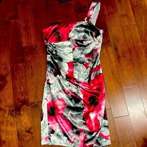 One shoulder rhinestone silky dress